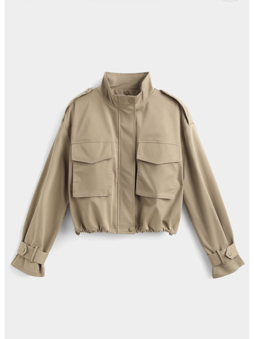 Blouson cropped épaules oversized