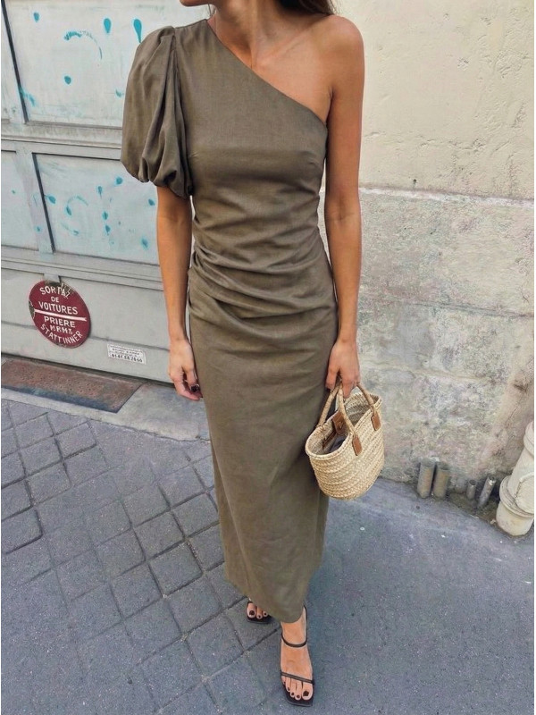Robe cintrée manche unique bouffante