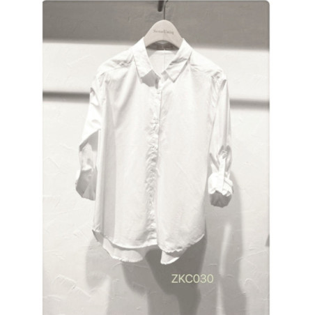 Chemise en popeline à manches retournées retenues par une bride Sens uniq