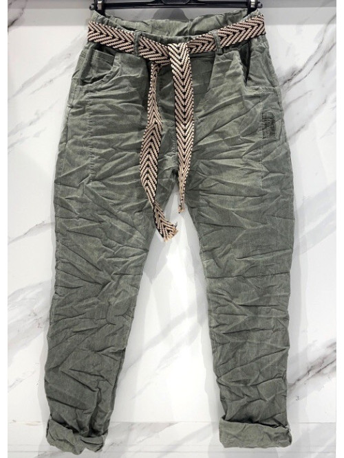 Pantalon toile stretch avec lien Pantalon toile stretch avec lien