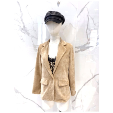 Veste souple en maille velours boutonnée