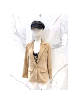 Veste souple en maille velours boutonnée