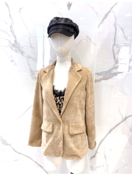 Veste souple en maille velours boutonnée Veste souple en maille velours boutonnée