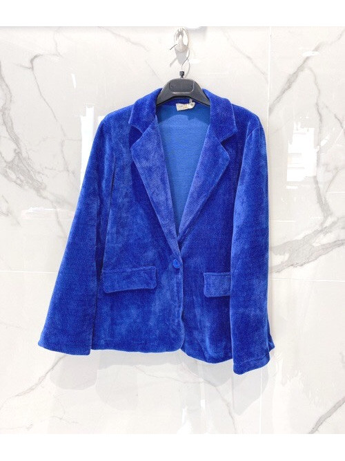 Veste souple en maille velours boutonnée Veste souple en maille velours boutonnée