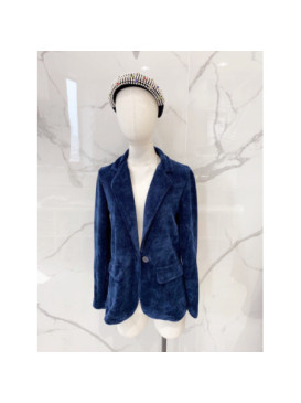Veste souple en maille velours boutonnée