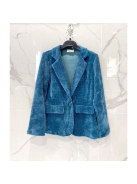 Veste souple en maille velours boutonnée