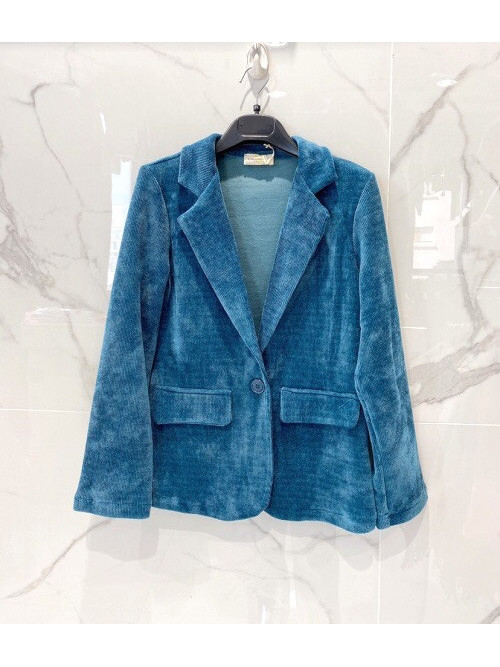 Veste souple en maille velours boutonnée Veste souple en maille velours boutonnée