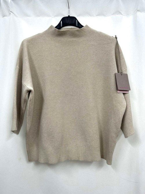 Pull crop col montant manche au coude Pull crop col montant manche au coude