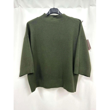 Pull crop col montant manche au coude