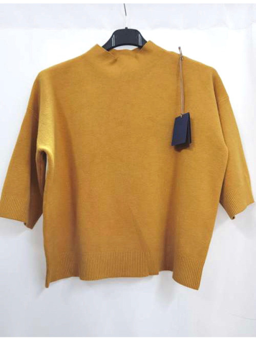 Pull crop col montant manche au coude