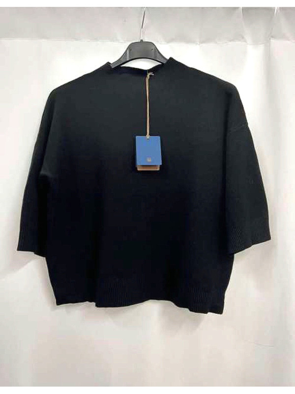 Pull crop col montant manche au coude