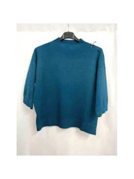 Pull crop col montant manche au coude