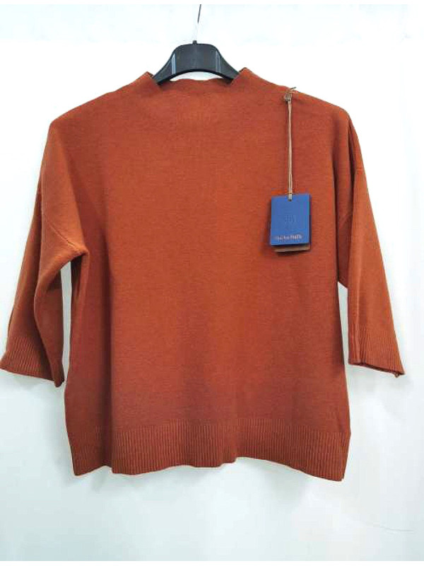 Pull crop col montant manche au coude