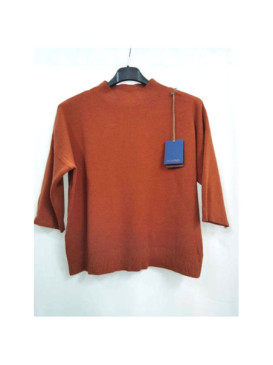 Pull crop col montant manche au coude