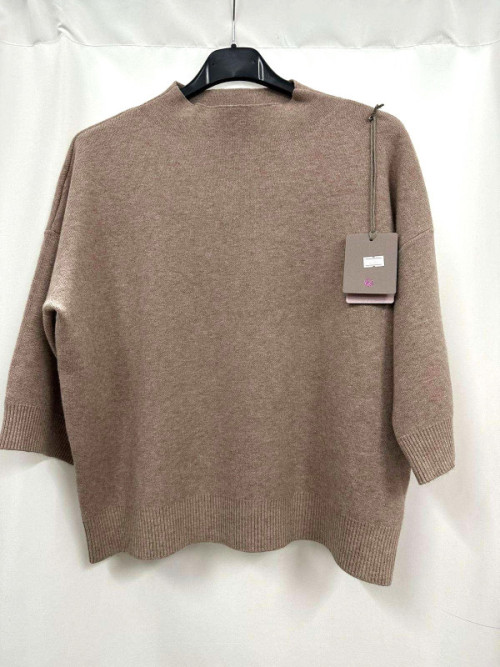 Pull crop col montant manche au coude Pull crop col montant manche au coude
