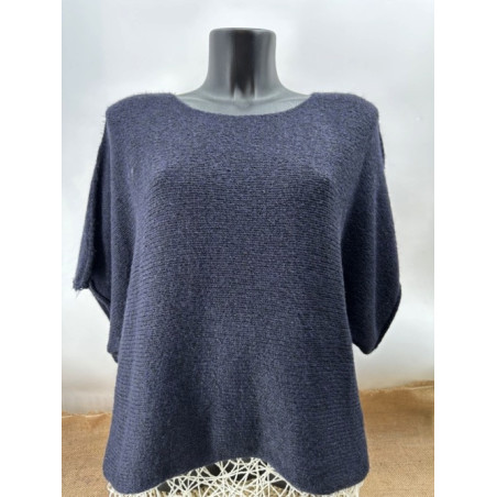 Pull cropped col rond manches courtes larges sans laine Emporium